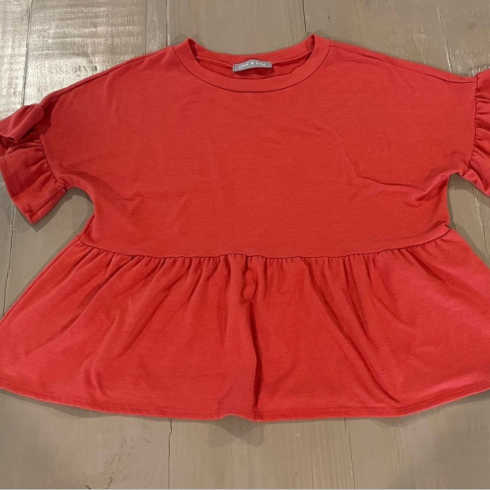 Elegant Red Ruffle Sleeve Top